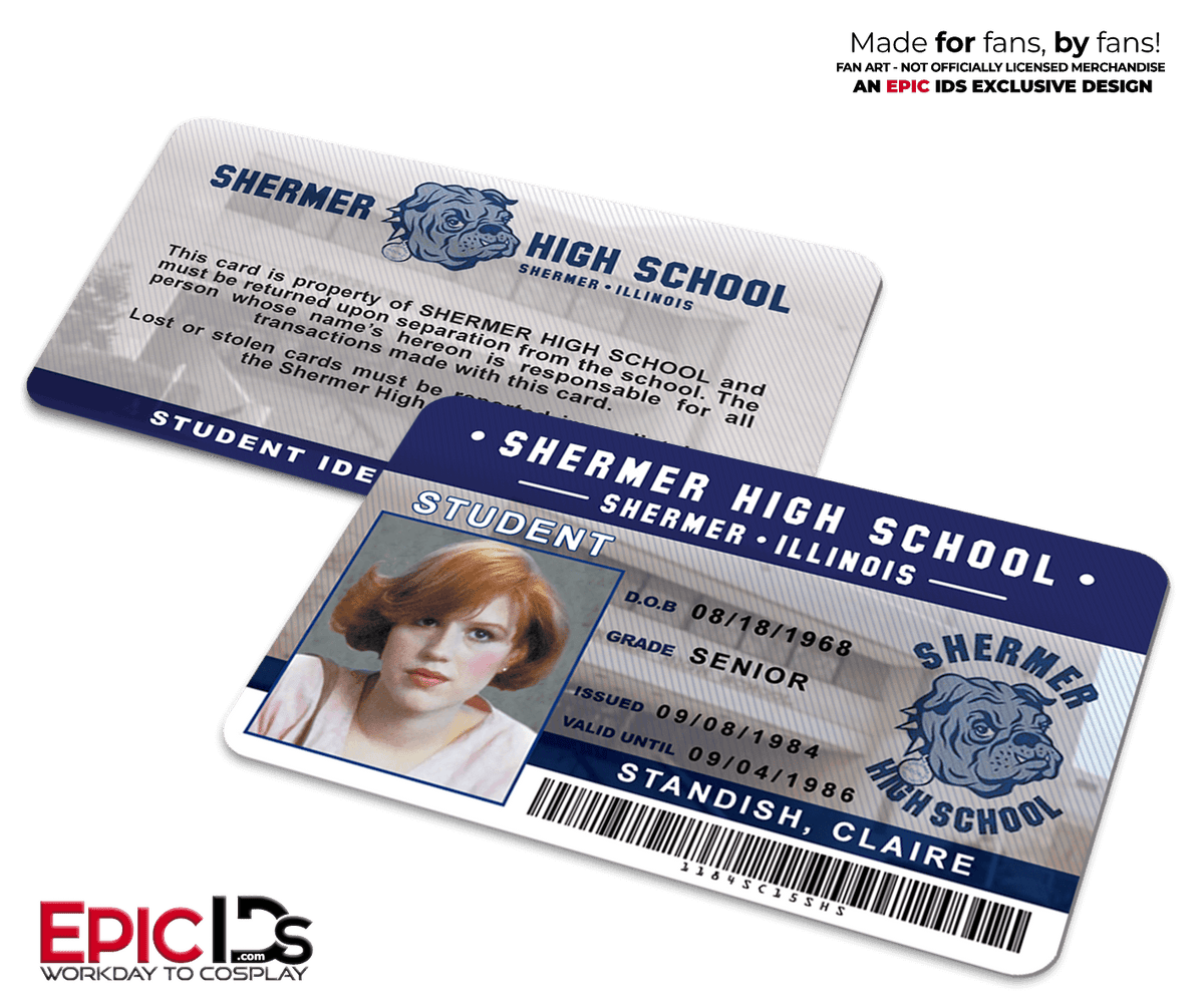 The Breakfast Club Inspired Shermer High School Student ID - Claire Standish - Epic IDs