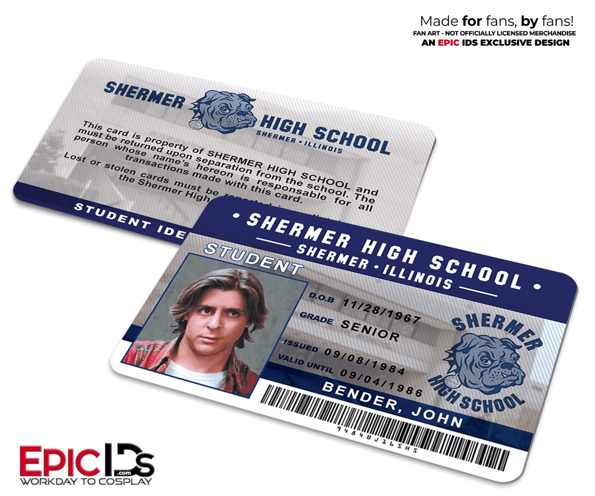 The Breakfast Club Inspired Shermer High School Student ID - John Bender (Clean) - Epic IDs