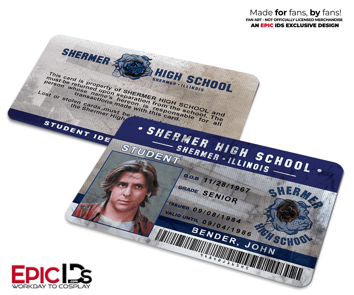 The Breakfast Club Inspired Shermer High School Student ID - John Bender (Distressed) - Epic IDs