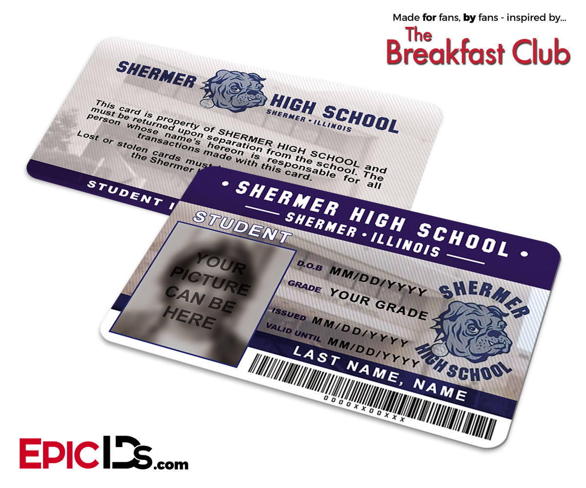 The Breakfast Club Inspired Shermer High School Student ID [Photo Personalized] - Epic IDs