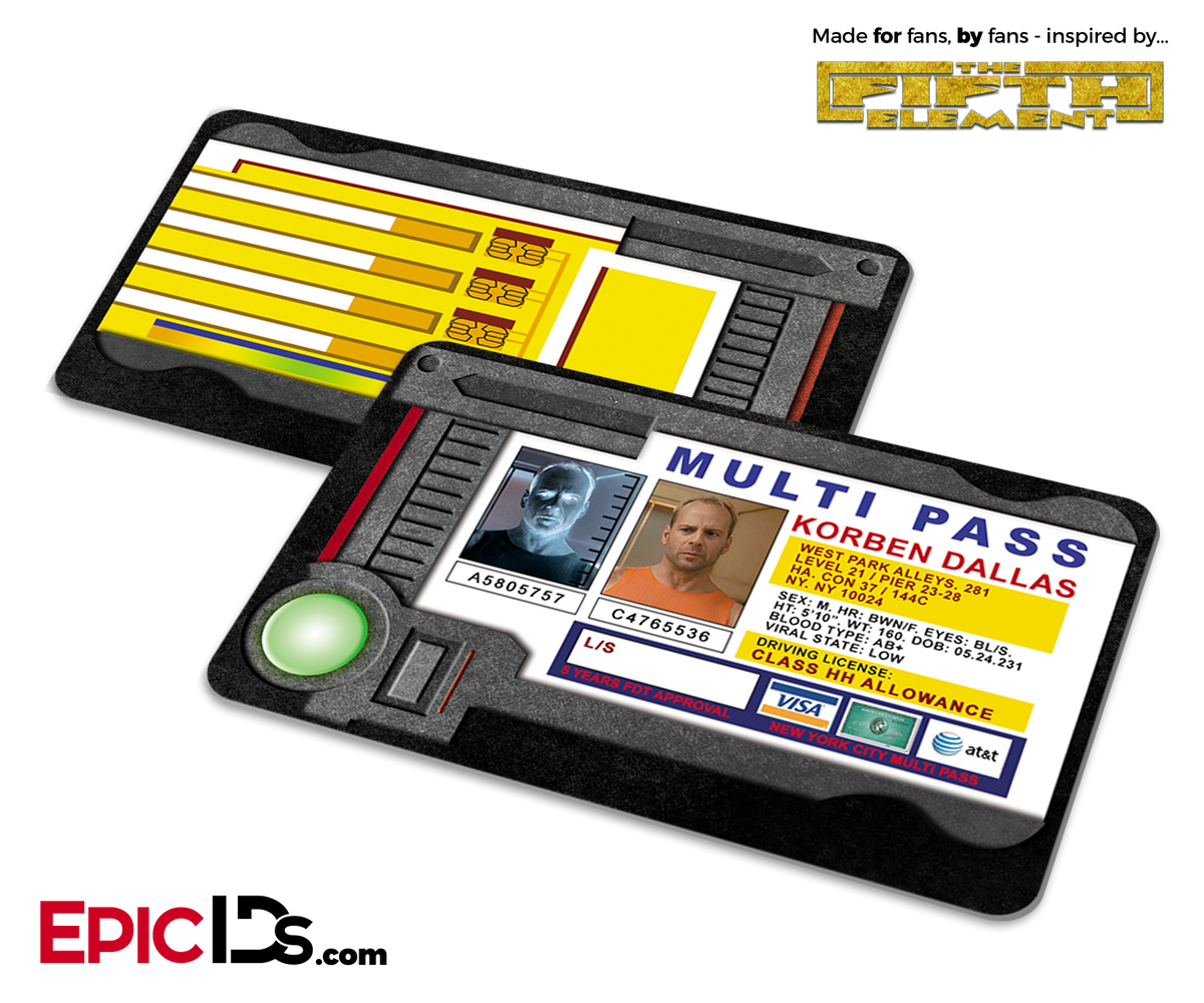 The Fifth Element Inspired Korben Dallas Multi Pass w/Electronic Holder Effect - Epic IDs