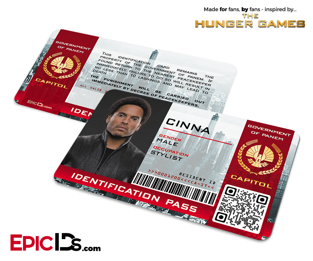 The Hunger Games Inspired Capitol Identification Card - Cinna - Epic IDs