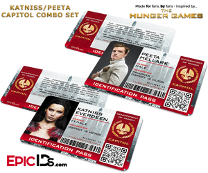 The Hunger Games Inspired Capitol Identification Card - Katniss & Peeta Couples Set