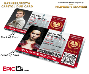 The Hunger Games Inspired Capitol Identification Card - Katniss & Peeta Reversible Duo Card