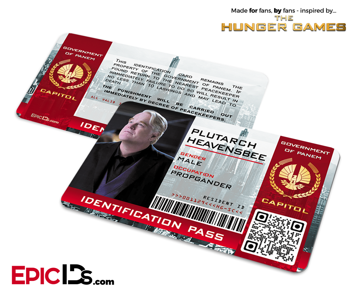 The Hunger Games Inspired Capitol Identification Card - Plutarch Heavensbee - Epic IDs