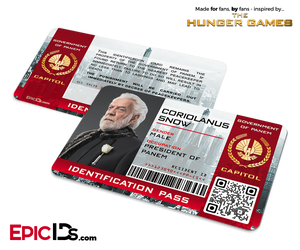 The Hunger Games Inspired Capitol Identification Card - President Coriolanus Snow