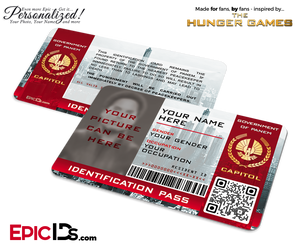 The Hunger Games Inspired Capitol Identification Card [Photo Personalized]