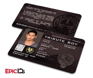 The Hunger Games Inspired Panem District 10 'Tribute Boy' Identification Card