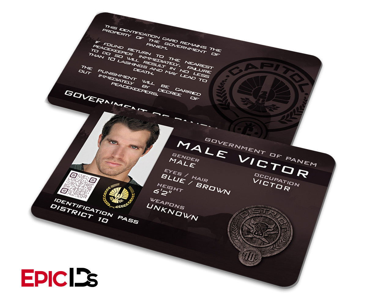 The Hunger Games Inspired Panem District 11 &quot;Male Victor&quot; Identification Card - Epic IDs