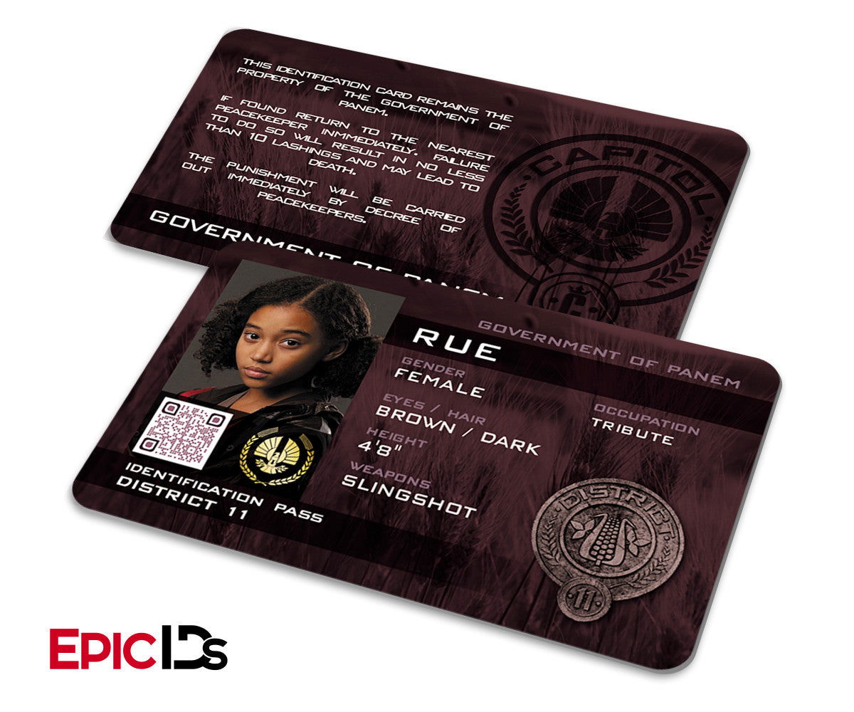 The Hunger Games Inspired Panem District 11 &quot;Rue&quot; Identification Card - Epic IDs