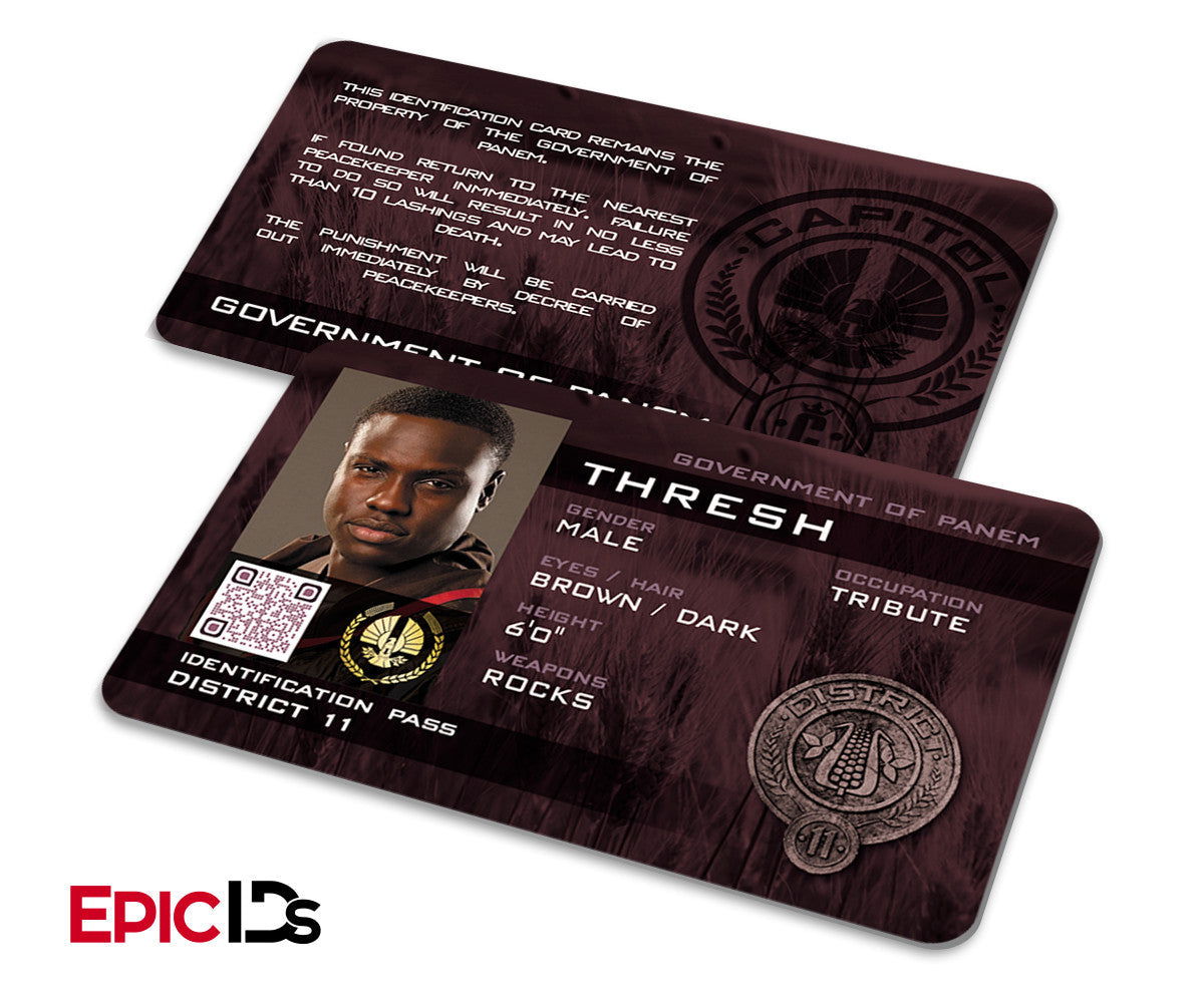 The Hunger Games Inspired Panem District 11 &quot;Thresh&quot; Identification Card - Epic IDs