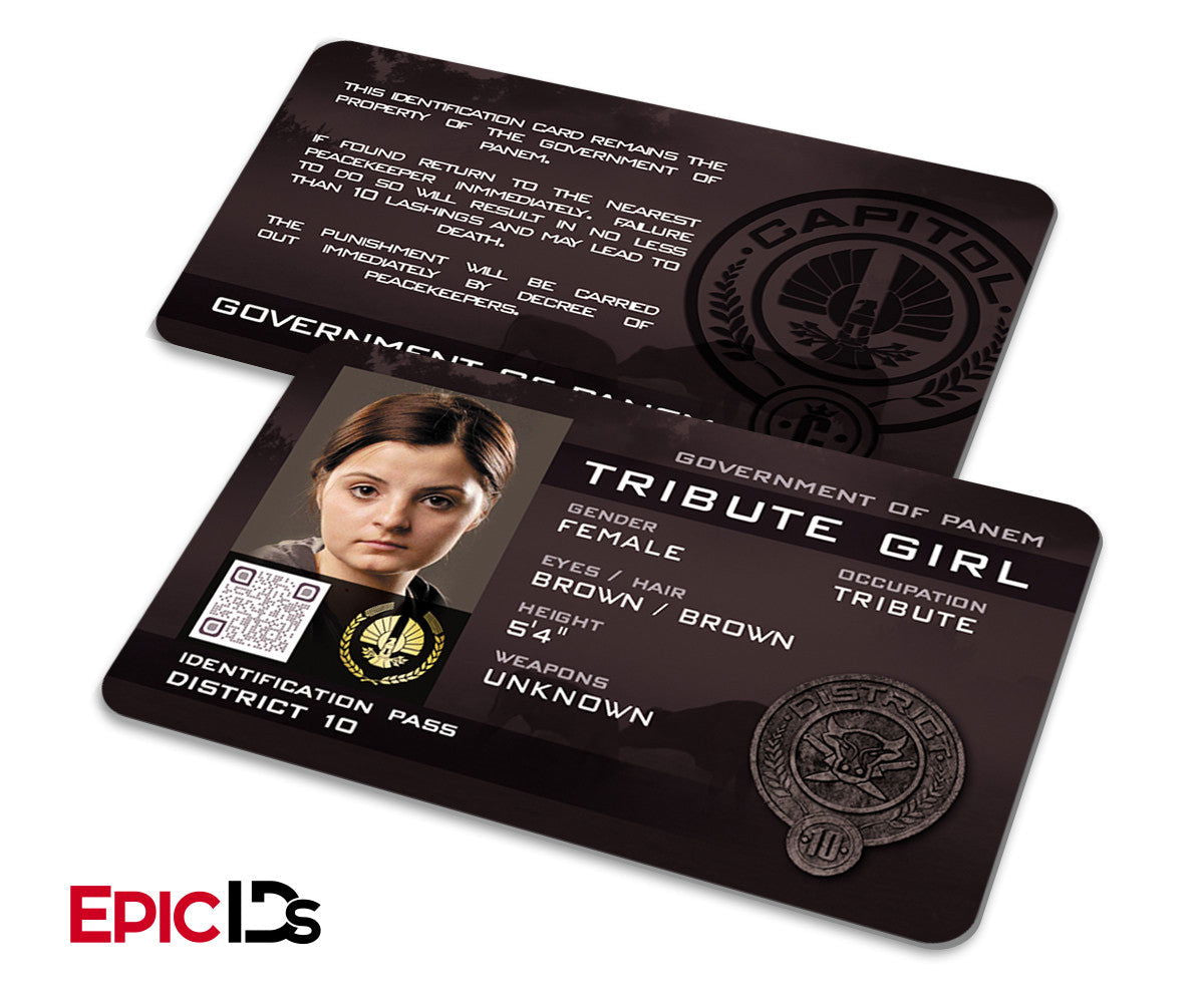 The Hunger Games Inspired Panem District 11 &quot;Tribute Girl&quot; Identification Card - Epic IDs
