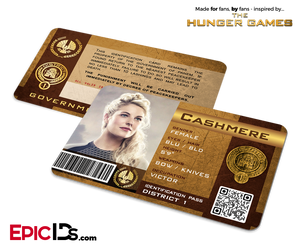 The Hunger Games Inspired Panem District 1 Identification Card - Cashmere