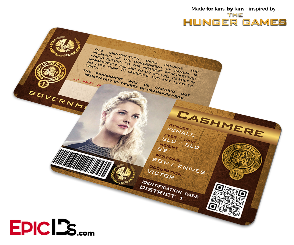 The Hunger Games Inspired Panem District 1 Identification Card - Cashmere