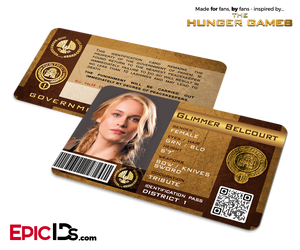 The Hunger Games Inspired Panem District 1 Identification Card - Glimmer Belcourt