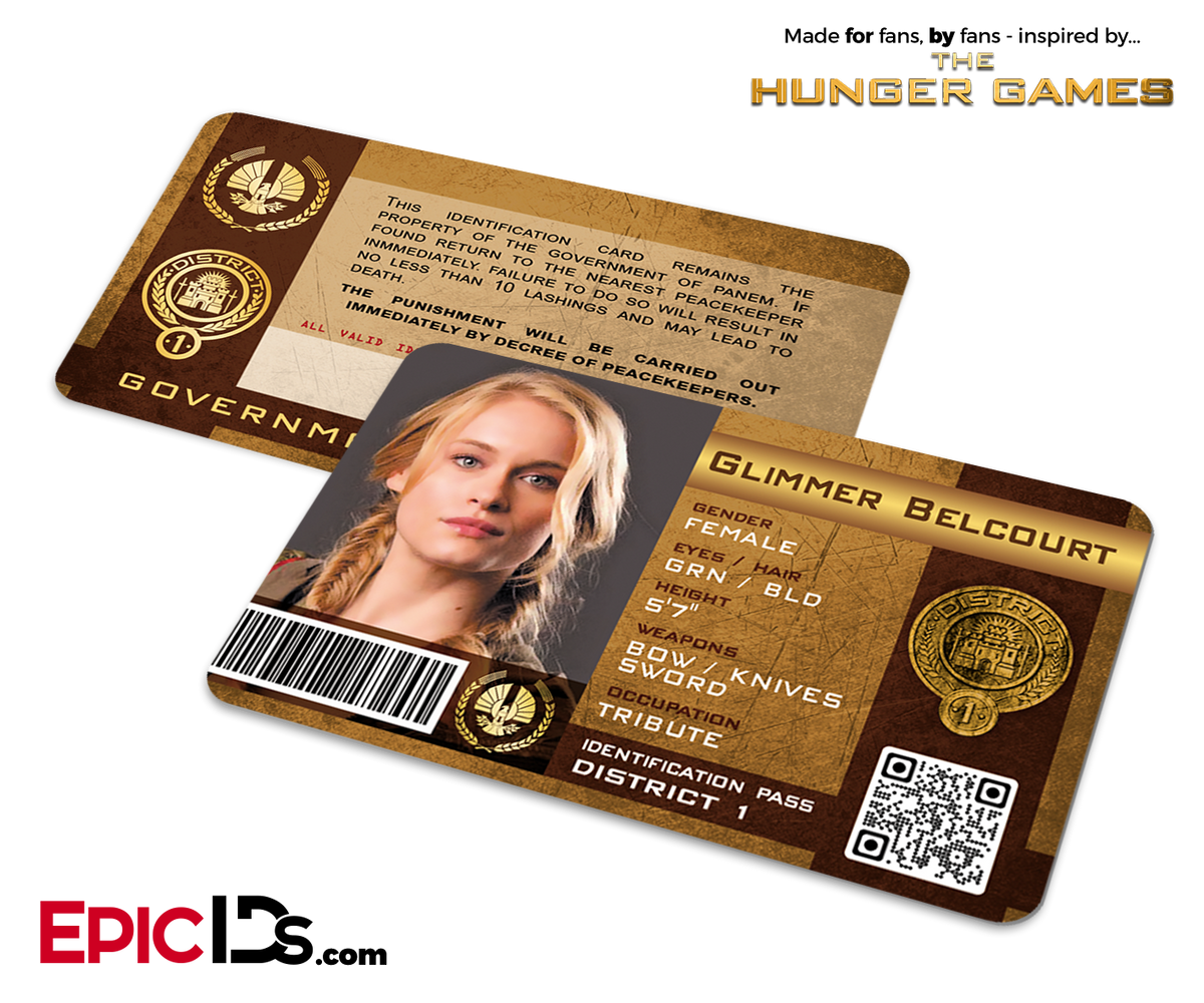 The Hunger Games Inspired Panem District 1 Identification Card - Glimmer Belcourt - Epic IDs