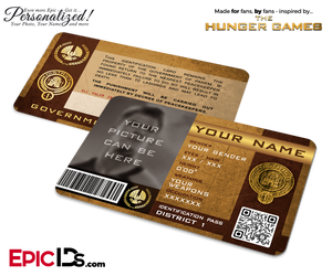 The Hunger Games Inspired Panem District 1 Identification Card [Photo Personalized]