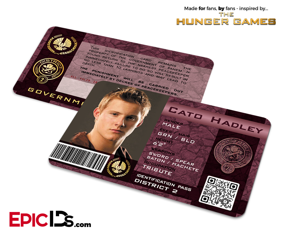 The Hunger Games Inspired Panem District 2 Identification Card - Cato Hadley - Epic IDs