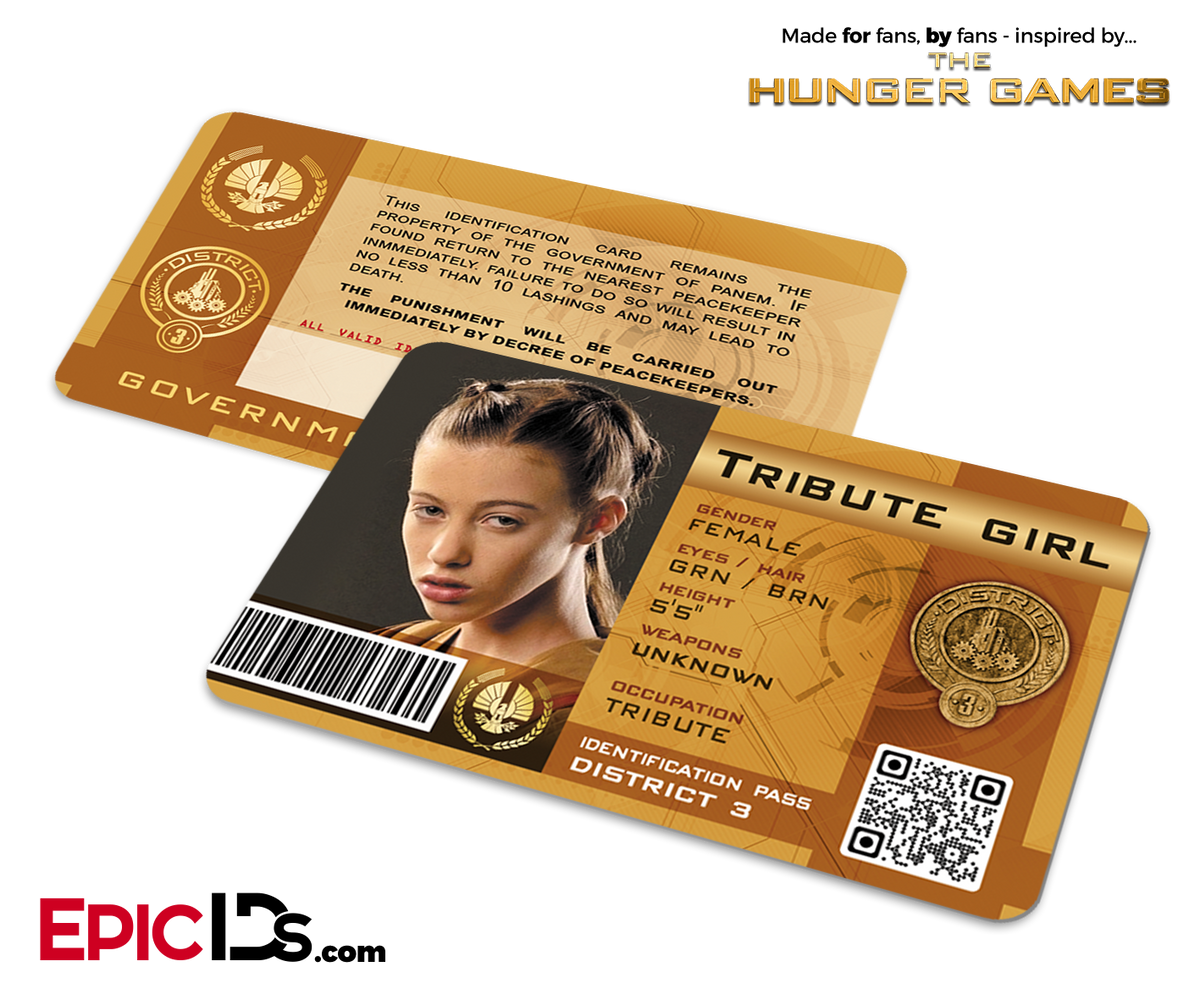 The Hunger Games Inspired Panem District 3 Identification Card - Tribute Girl - Epic IDs