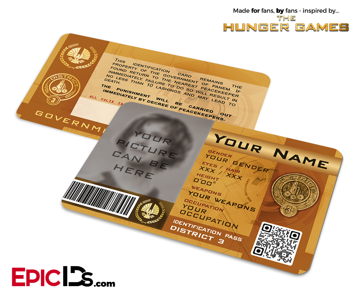 The Hunger Games Inspired Panem District 3 Identification Card [Photo Personalized] - Epic IDs