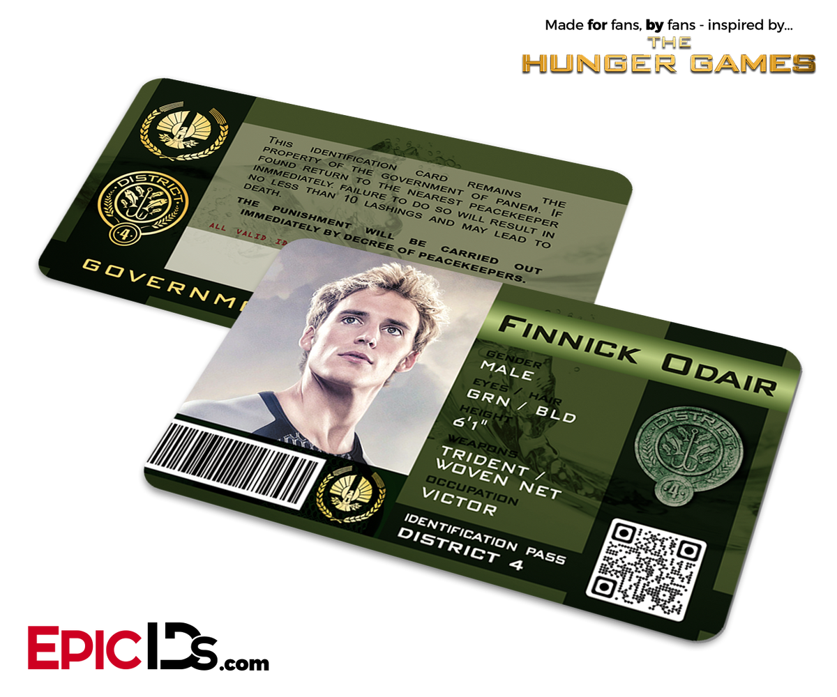 The Hunger Games Inspired Panem District 4 Identification Card - Finnick Odair - Epic IDs