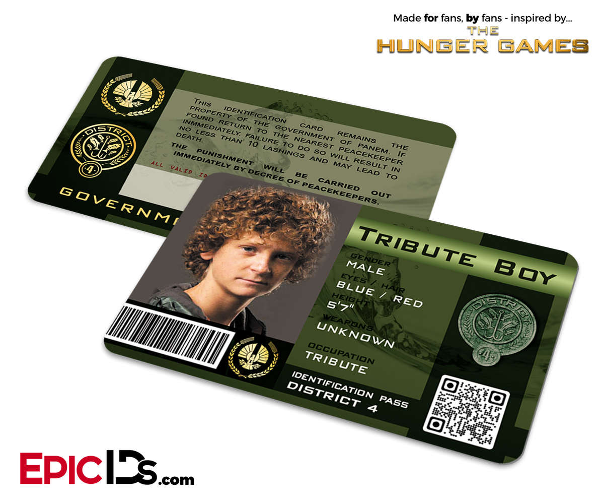 The Hunger Games Inspired Panem District 4 Identification Card - Tribute Boy - Epic IDs