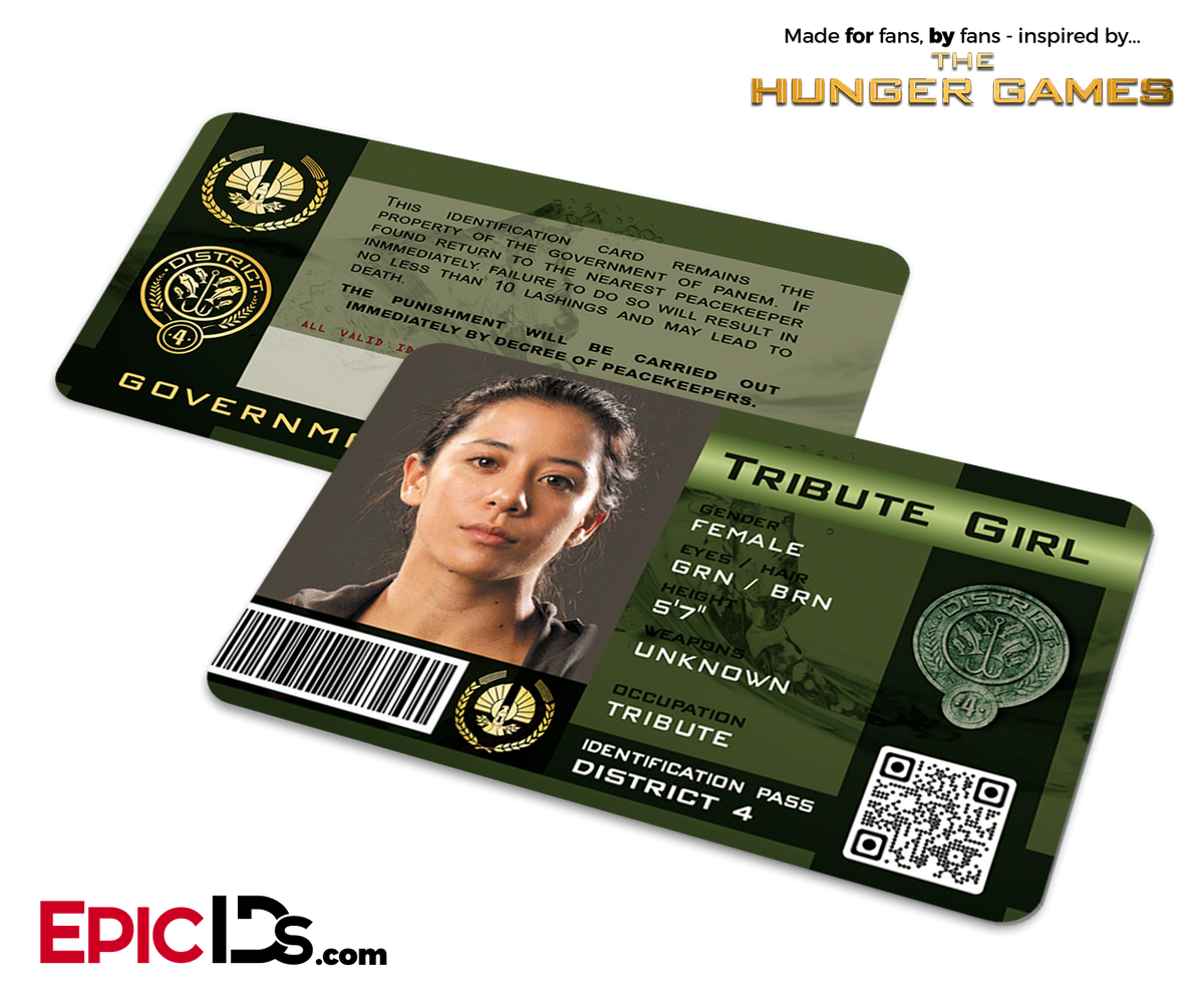 The Hunger Games Inspired Panem District 4 Identification Card - Tribute Girl - Epic IDs