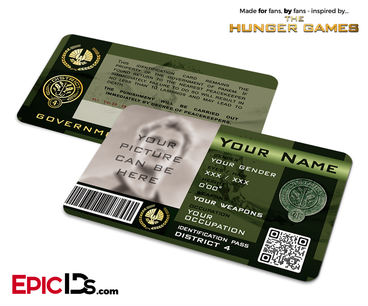 The Hunger Games Inspired Panem District 4 Identification Card [Photo Personalized] - Epic IDs