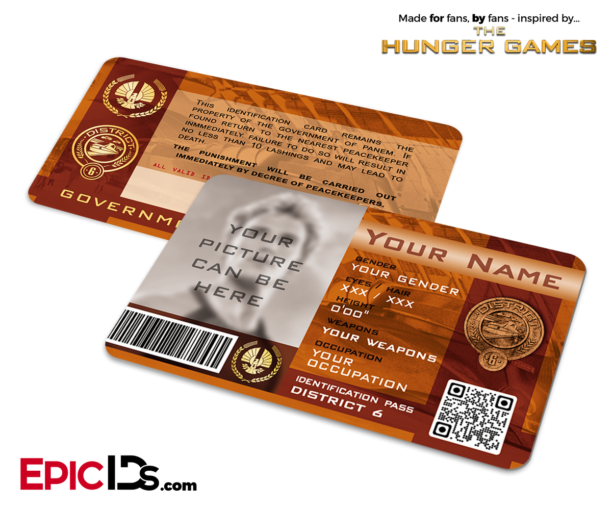 The Hunger Games Inspired Panem District 6 Identification Card [Photo Personalized] - Epic IDs