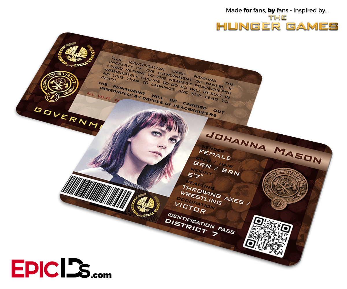 The Hunger Games Inspired Panem District 7 Identification Card - Johanna - Epic IDs