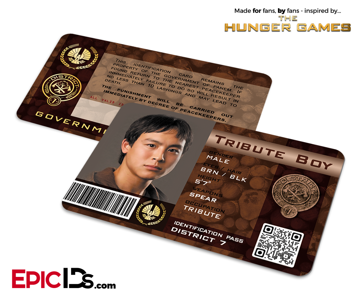 The Hunger Games Inspired Panem District 7 Identification Card - Tribute Boy - Epic IDs
