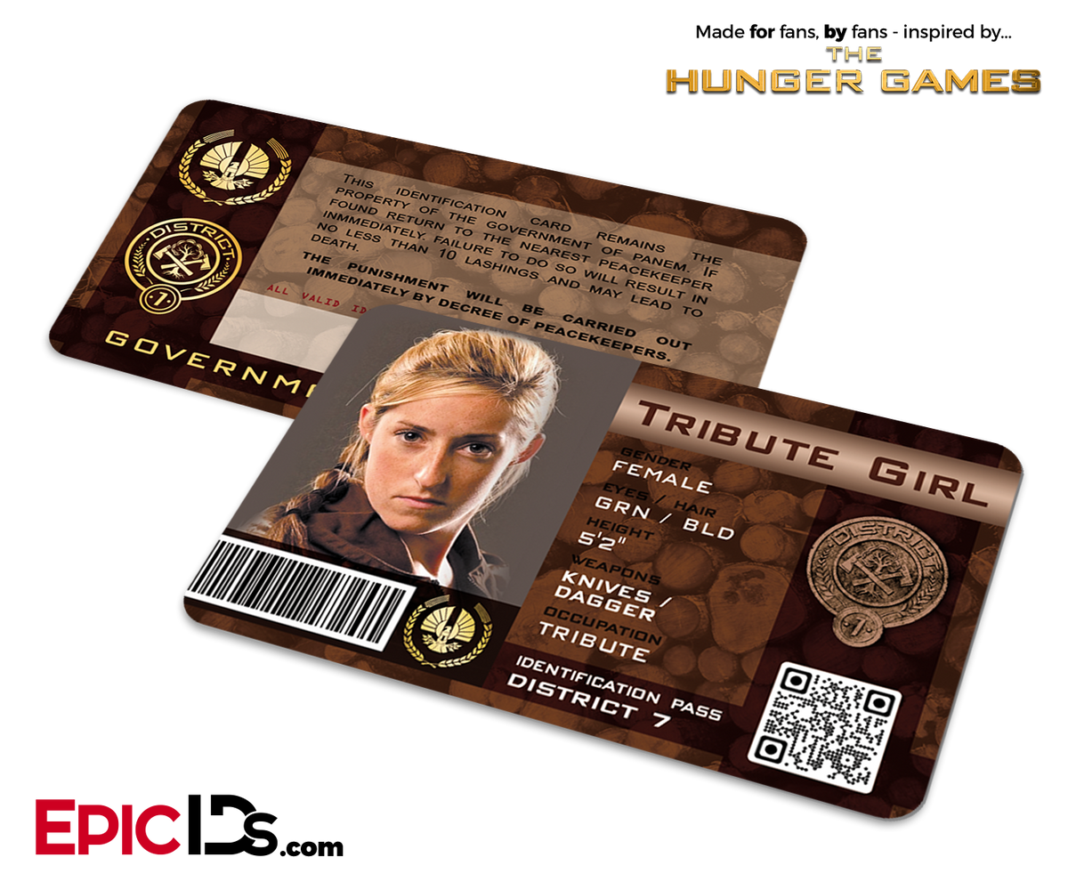 The Hunger Games Inspired Panem District 7 Identification Card - Tribute Girl - Epic IDs