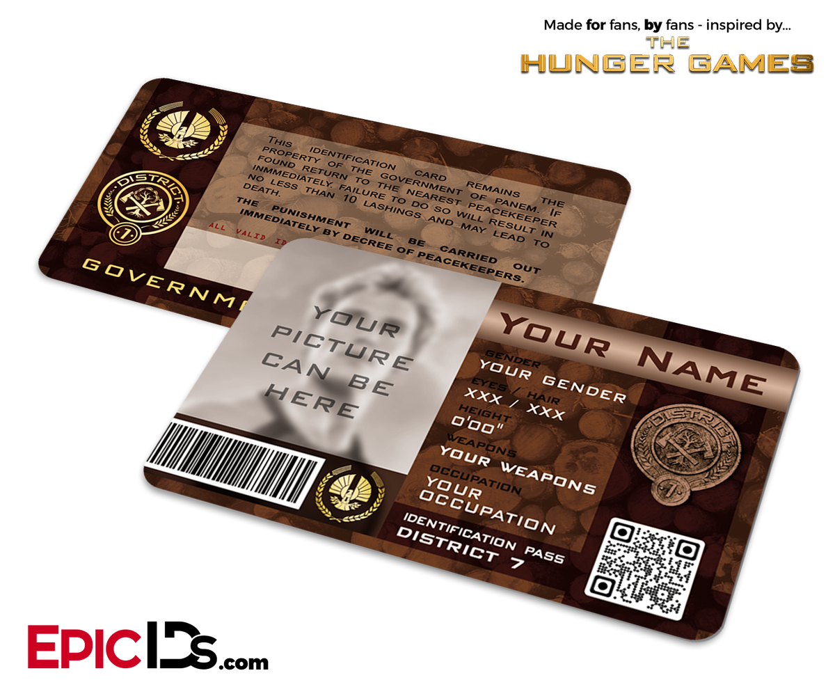 The Hunger Games Inspired Panem District 7 Identification Card [Photo Personalized] - Epic IDs