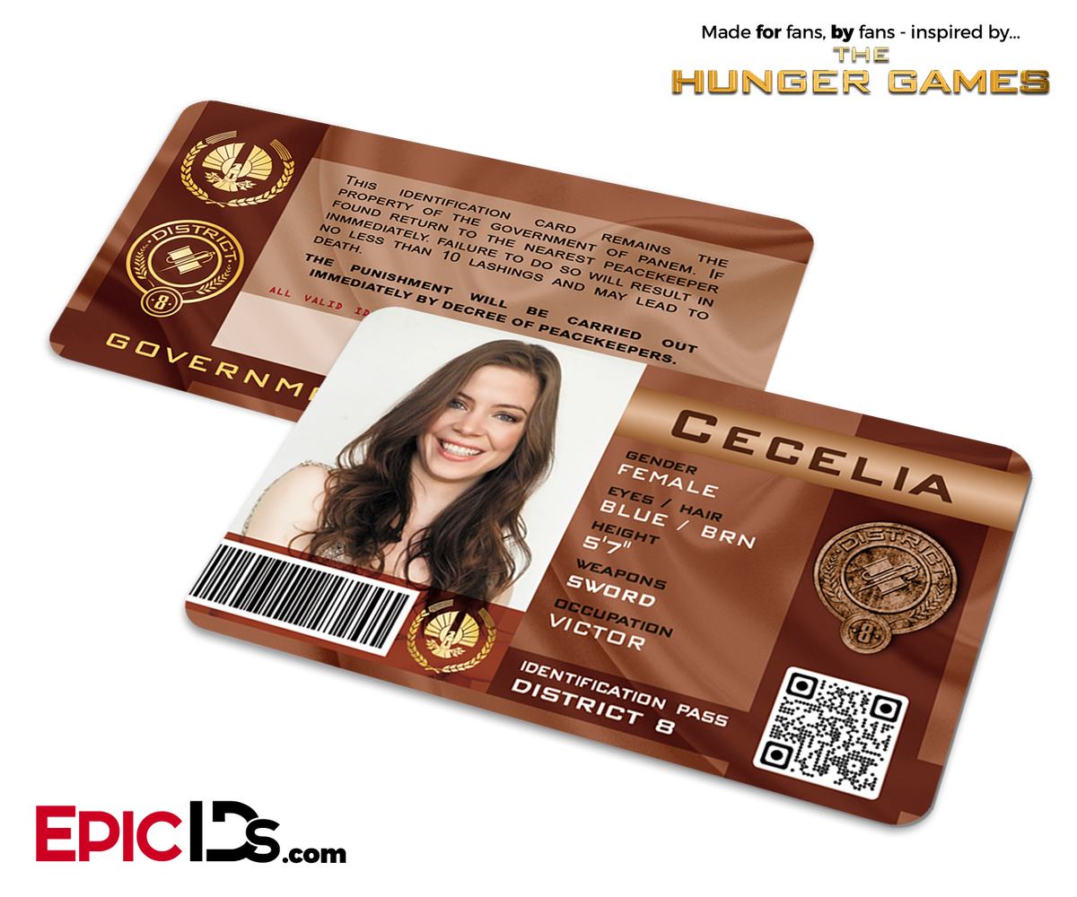 The Hunger Games Inspired Panem District 8 Identification Card - Cecelia - Epic IDs
