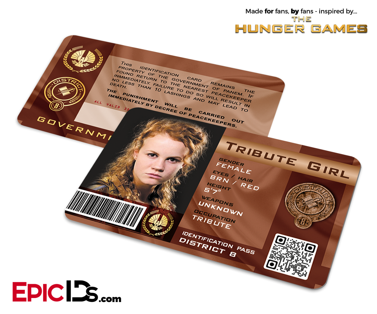 The Hunger Games Inspired Panem District 8 Identification Card - Tribute Girl - Epic IDs