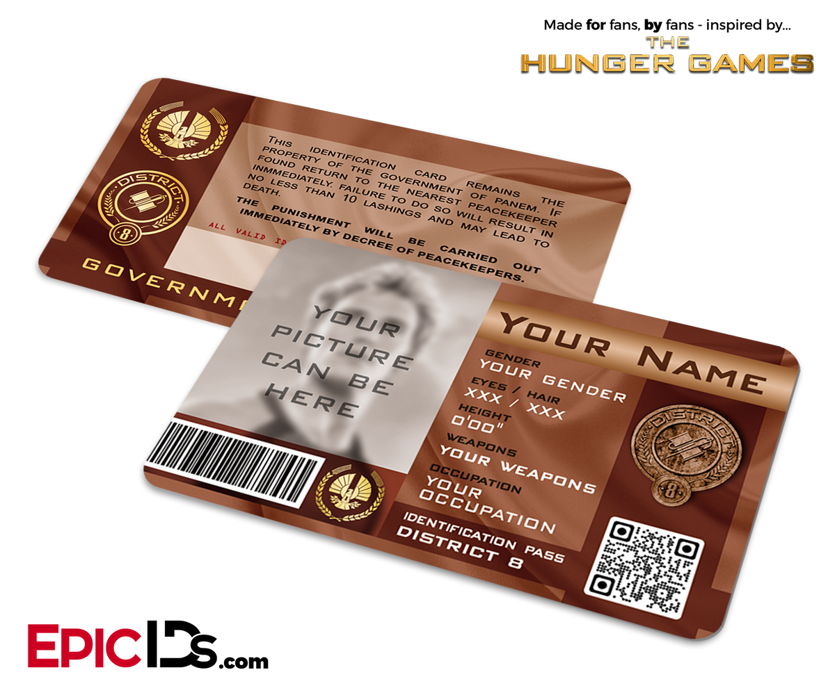 The Hunger Games Inspired Panem District 8 Identification Card [Photo Personalized] - Epic IDs