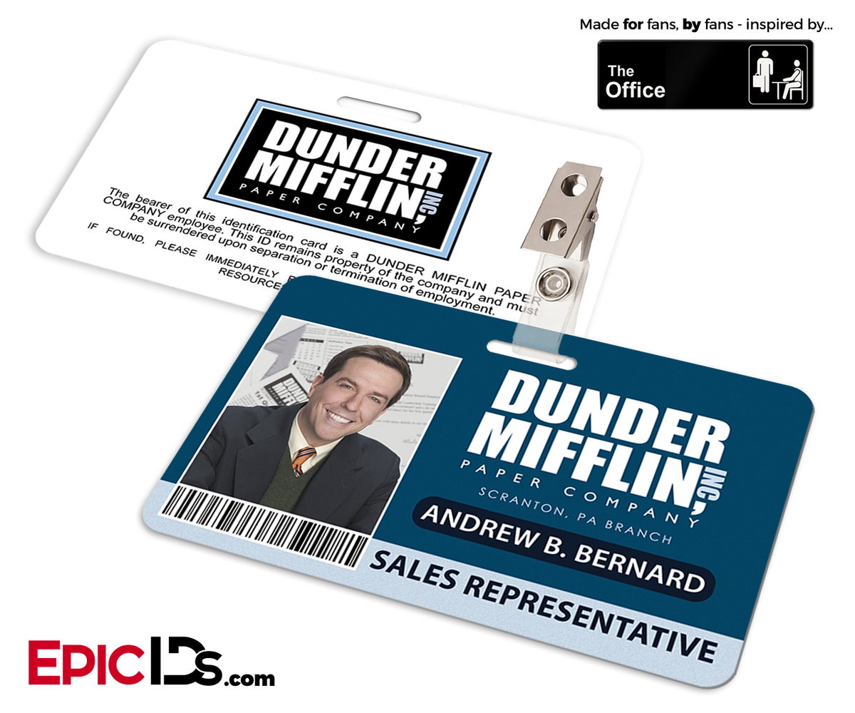 The Office Inspired - Dunder Mifflin Employee ID Badge - Andy Bernard - Epic IDs