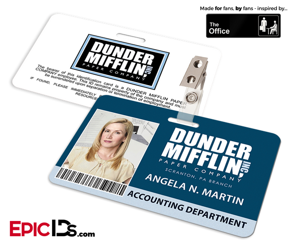 the-office-inspired-dunder-mifflin-employee-id-badge-angela-martin-epic-ids for Dunder Mifflin Badge Printable Free The Office Inspired - Dunder Mifflin Employee ID Badge - Angela Martin - Epic IDs for Dunder Mifflin Badge Printable Free