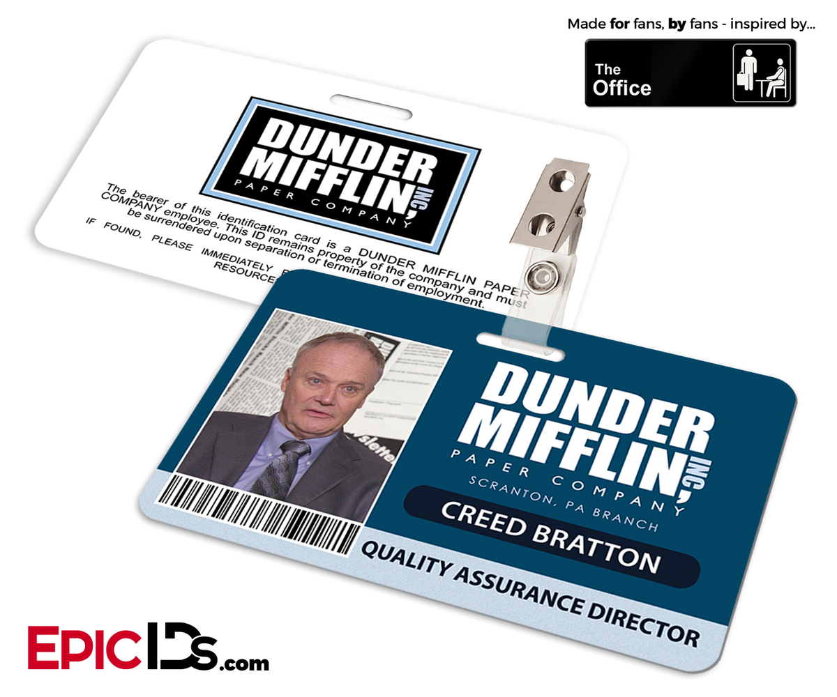 The Office Inspired - Dunder Mifflin Employee ID Badge - Creed Bratton - Epic IDs
