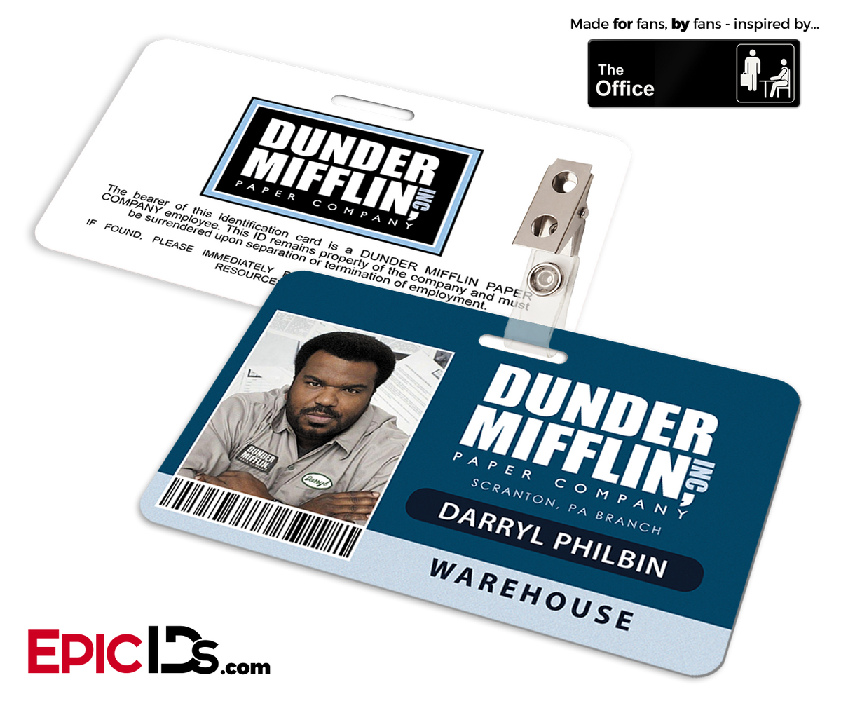 The Office Inspired - Dunder Mifflin Employee ID Badge - Daryl Philbin - Epic IDs