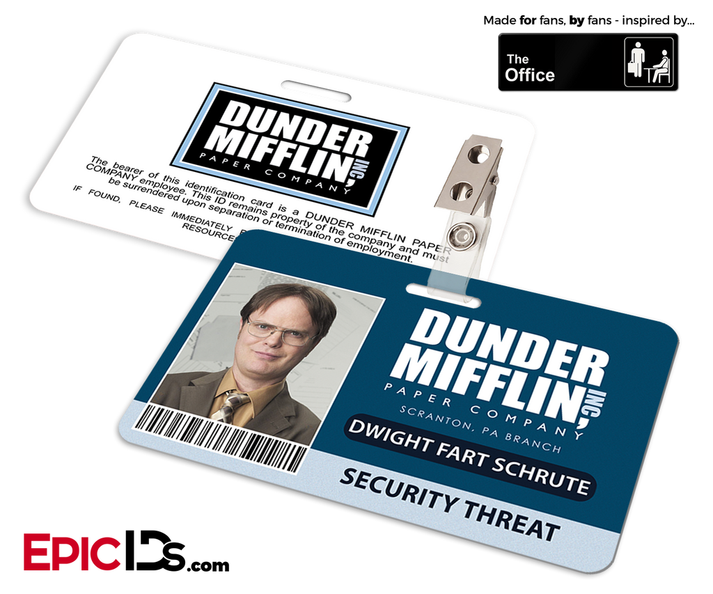 the-office-inspired-dunder-mifflin-employee-id-badge-dwight-fart-s-epic-ids