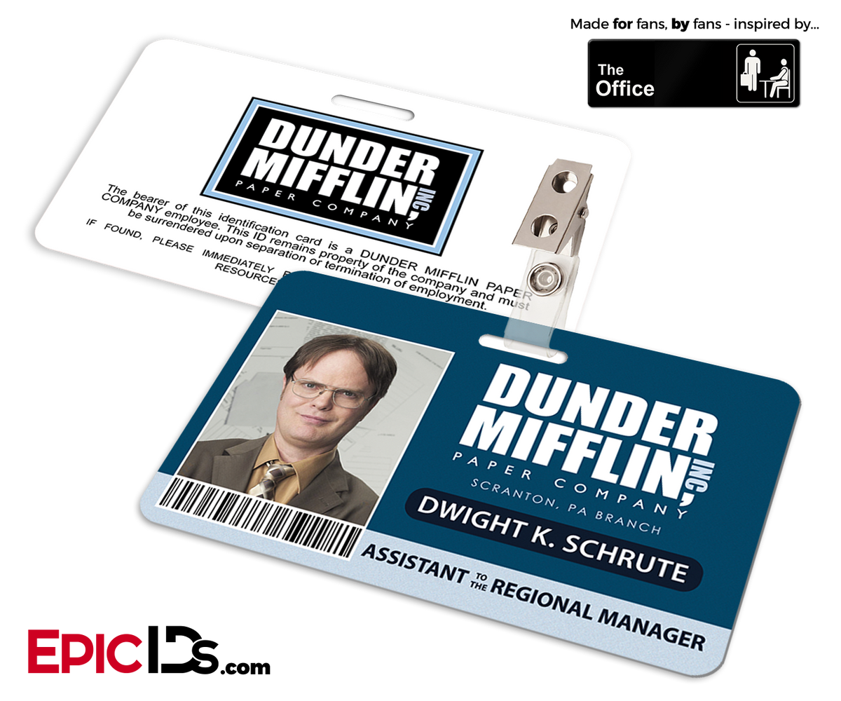 The Office Inspired - Dunder Mifflin Employee ID Badge - Dwight K. Schute - Epic IDs
