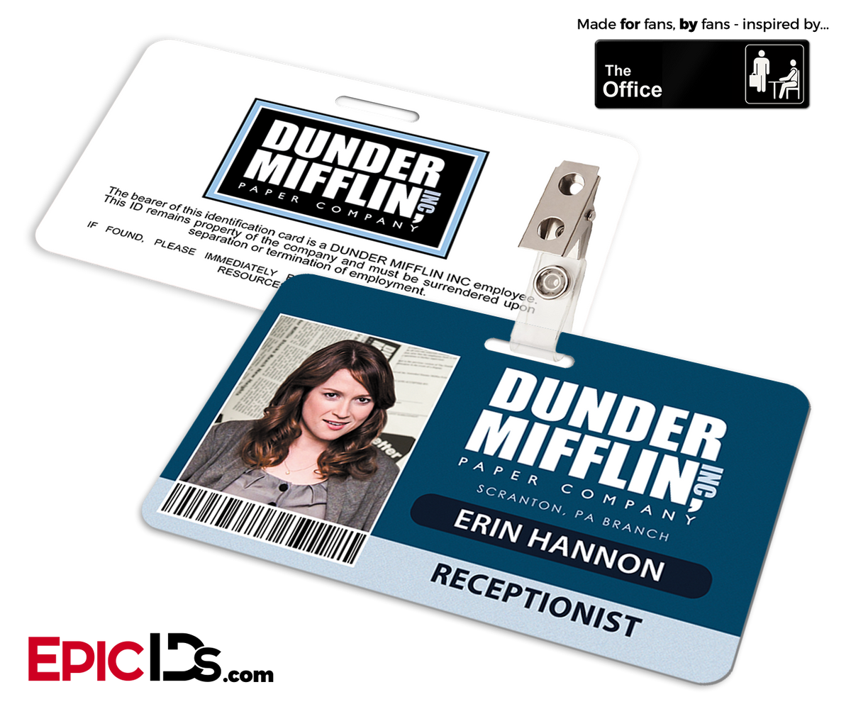 The Office Inspired - Dunder Mifflin Employee ID Badge - Erin Hannon - Epic IDs