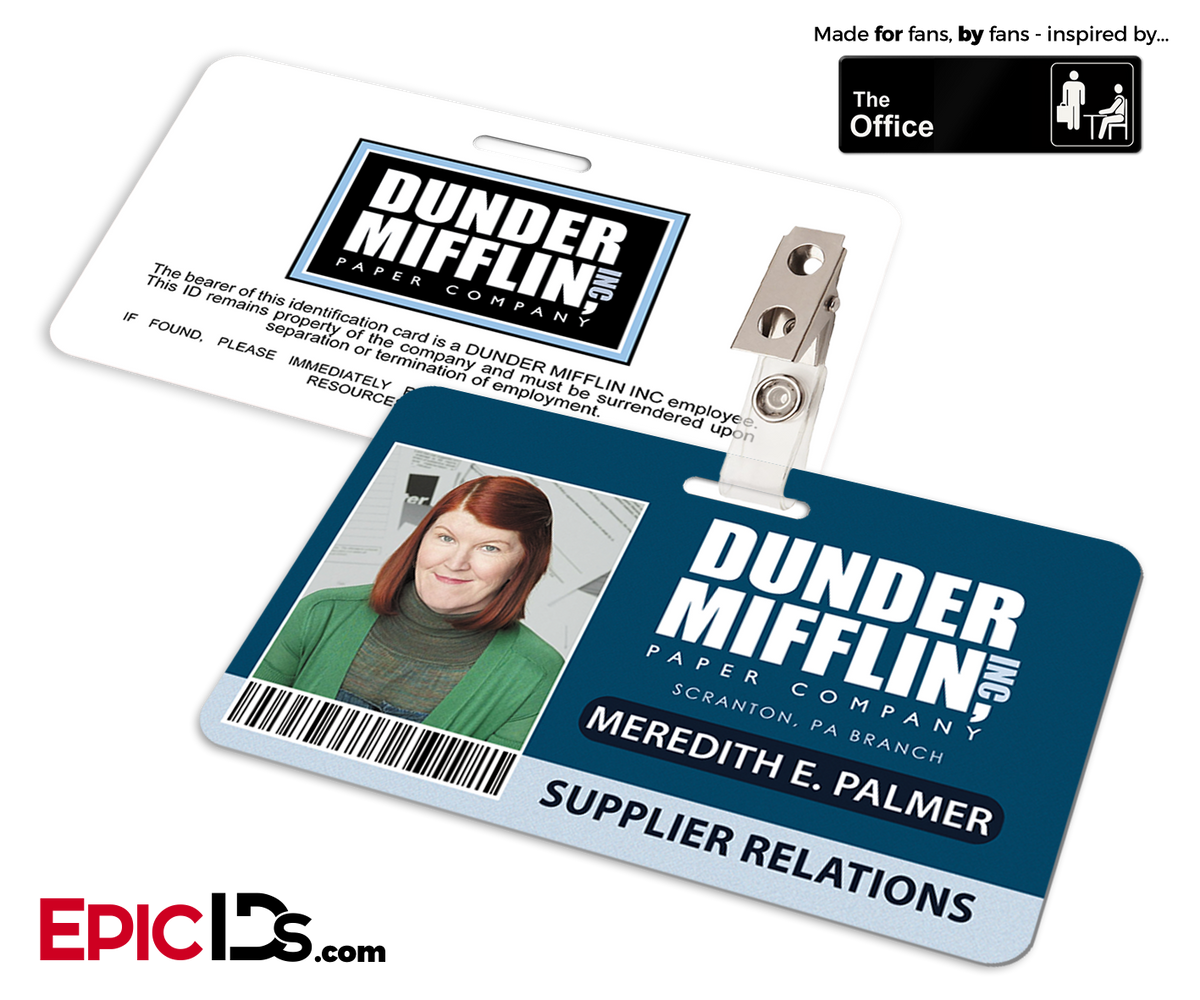 The Office Inspired - Dunder Mifflin Employee ID Badge - Meredith Palmer - Epic IDs
