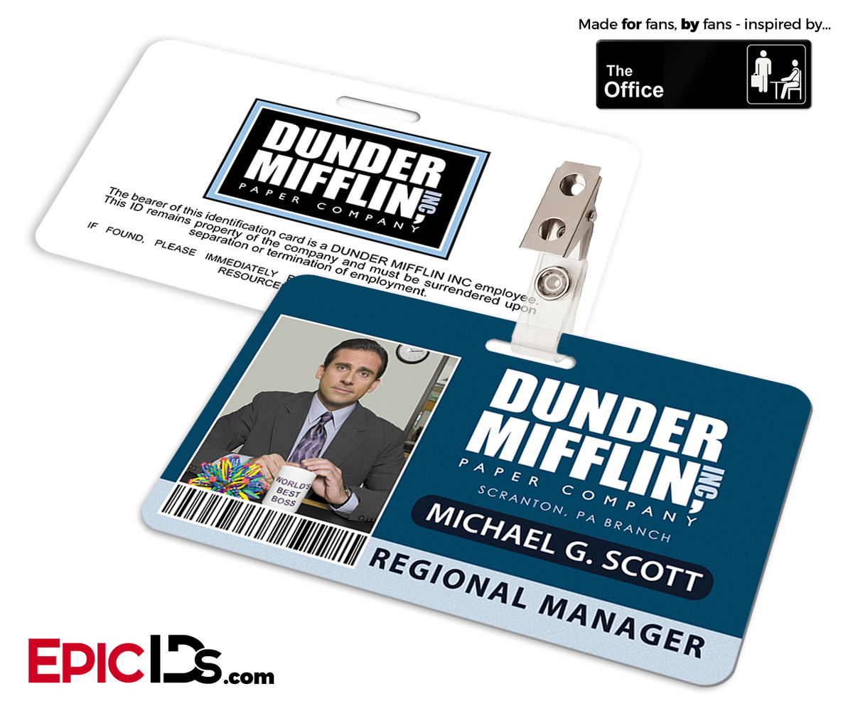 The Office Inspired - Dunder Mifflin Employee ID Badge - Michael Scott - Epic IDs
