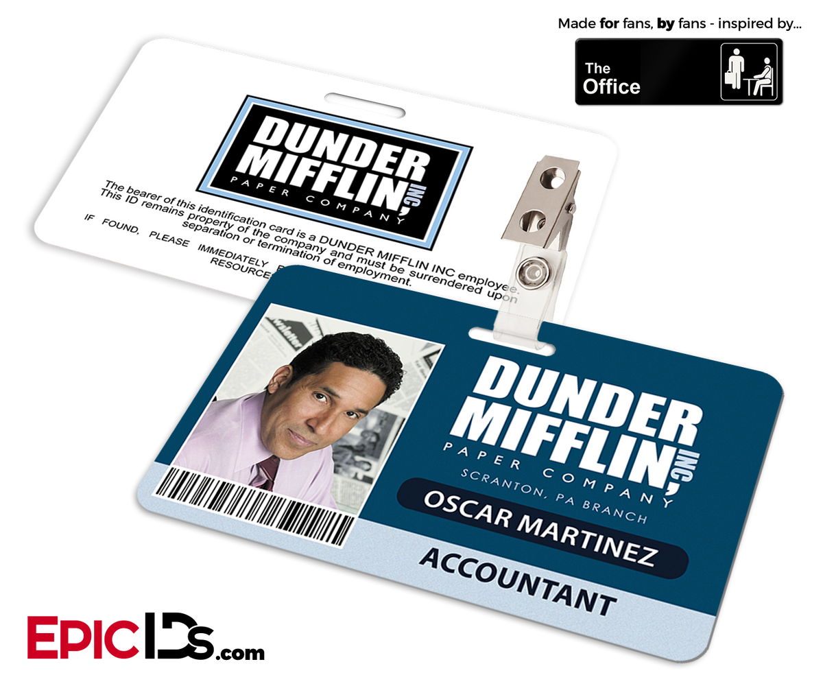The Office Inspired - Dunder Mifflin Employee ID Badge - Oscar Martinez - Epic IDs