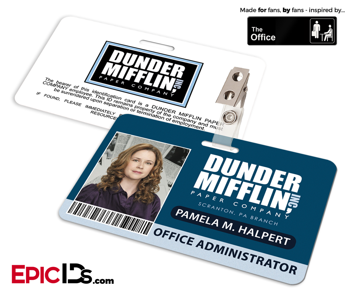 The Office Inspired - Dunder Mifflin Employee ID Badge - Pam Halpert (Office Admin) - Epic IDs