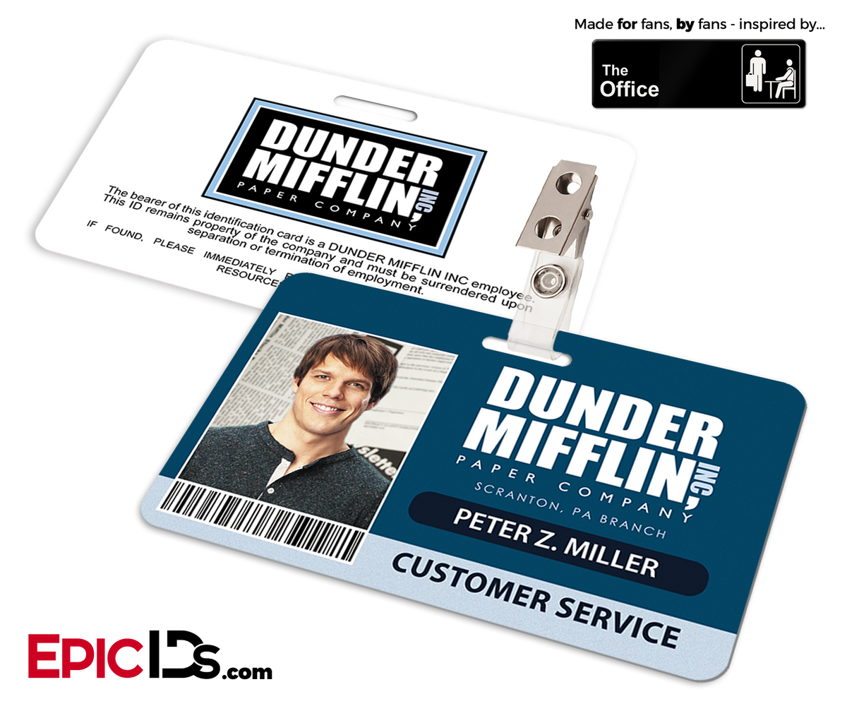 The Office Inspired - Dunder Mifflin Employee ID Badge - Peter Miller - Epic IDs