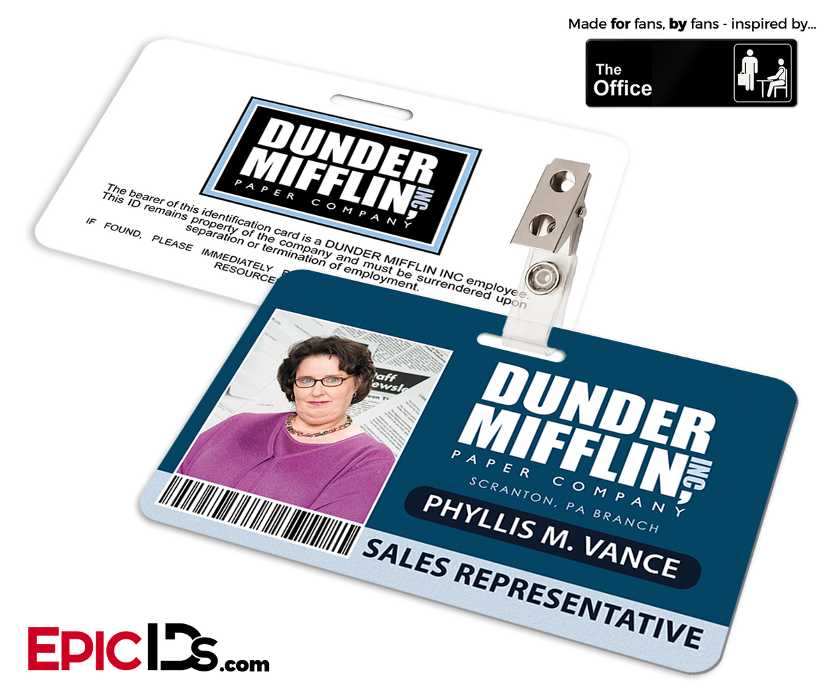 The Office Inspired - Dunder Mifflin Employee ID Badge - Phyllis Vance - Epic IDs