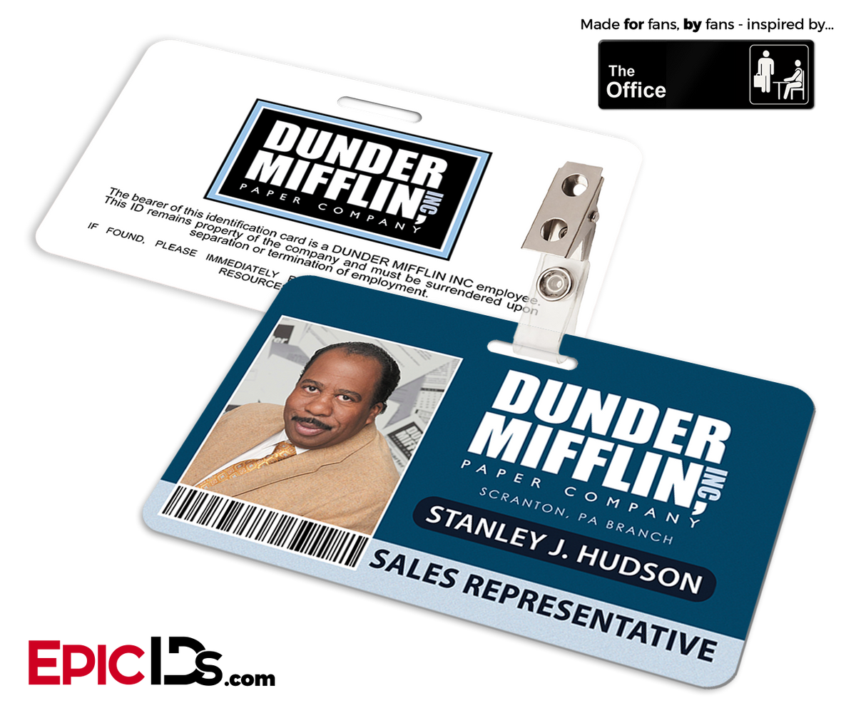 The Office Inspired - Dunder Mifflin Employee ID Badge - Stanley Hudson - Epic IDs
